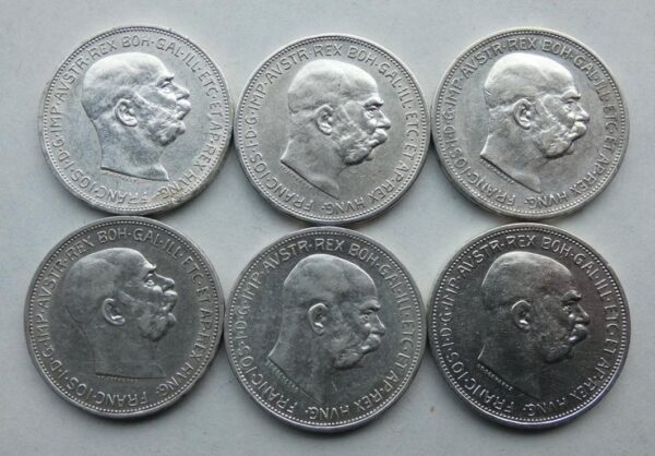Lot - 2 Koruny 1912 - 6 kusů