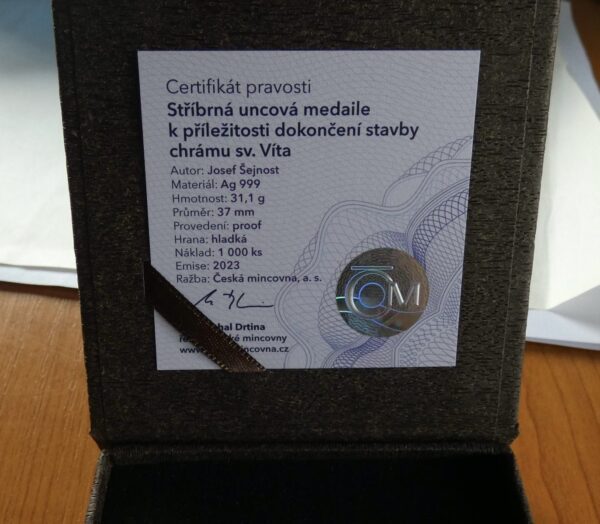 Medaile - k příležitosti dokončení stavby chrámu sv. Víta 2023 PROOF