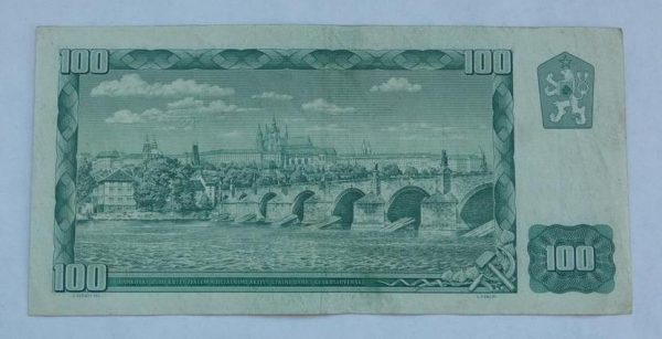 100 Kčs - 1961 | série T 75 | středový přehyb