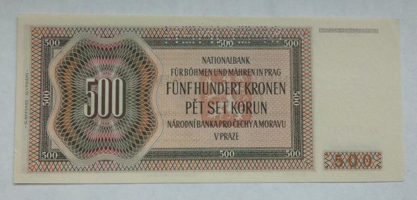 500 Kč - 1942 | série Ja | II. vydání | Protektorát | Specimen