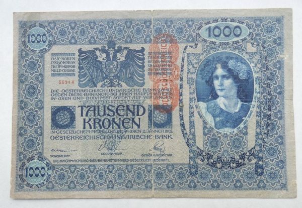 1000 Koruna - 1902 | série 1864 | přetisk