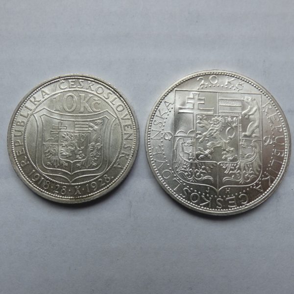 Lot mincí - 10 + 20 Kč TGM