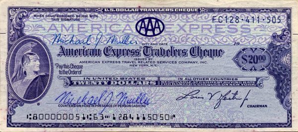 Cestovní šek - 20 Dolarů | USA