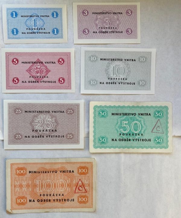 Sada Poukázek: Ministerstvo Vnitra (1–100 Kčs)