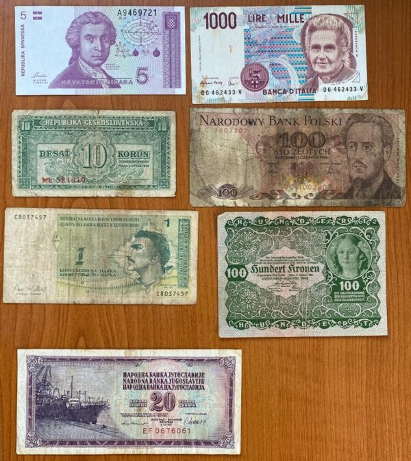 Lot bankovek Evropa - 7x | oběh