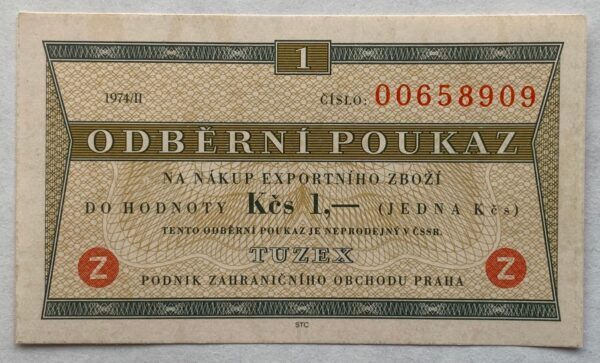 Tuzex - 1 Kčs 1974/II