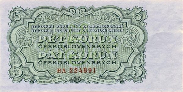 5 Kčs - 1953 | série HA 5 Kčs - 1953 | série HA