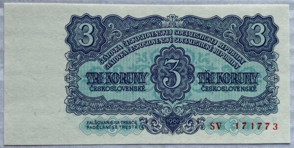 3 Kčs - 1961 | série SV 3 Kčs - 1961 | série SV