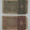 Sada historických bankovek: 1 Kuna a 2 Kuny, NDH 1942 Sada historických bankovek: 1 Kuna a 2 Kuny, NDH 1942