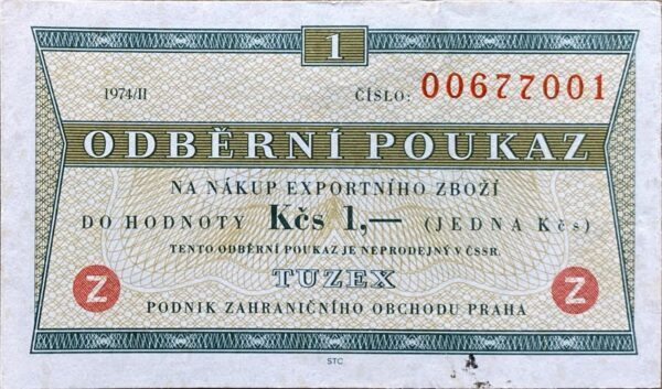 Tuzex - 1 Kčs 1974/II Tuzex - 1 Kčs 1974/II