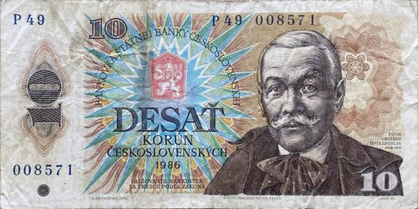 10 Kčs - 1986 | série P 49 10 Kčs - 1986 | série P 49